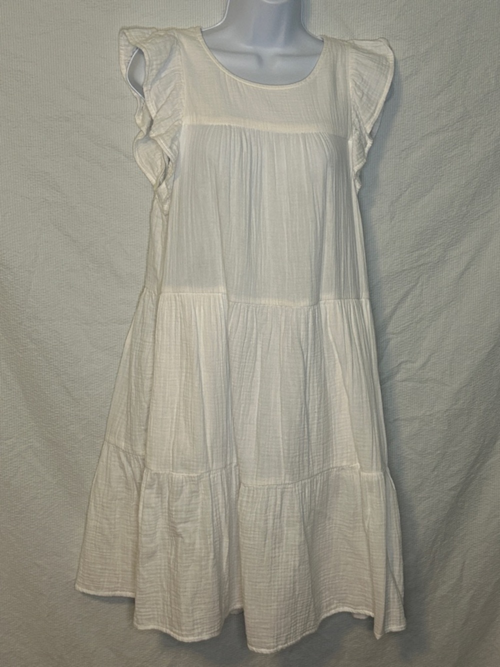 NWOT J Crew Factory 100% Cotton Pure White Gauze Mini Dress, Size 4